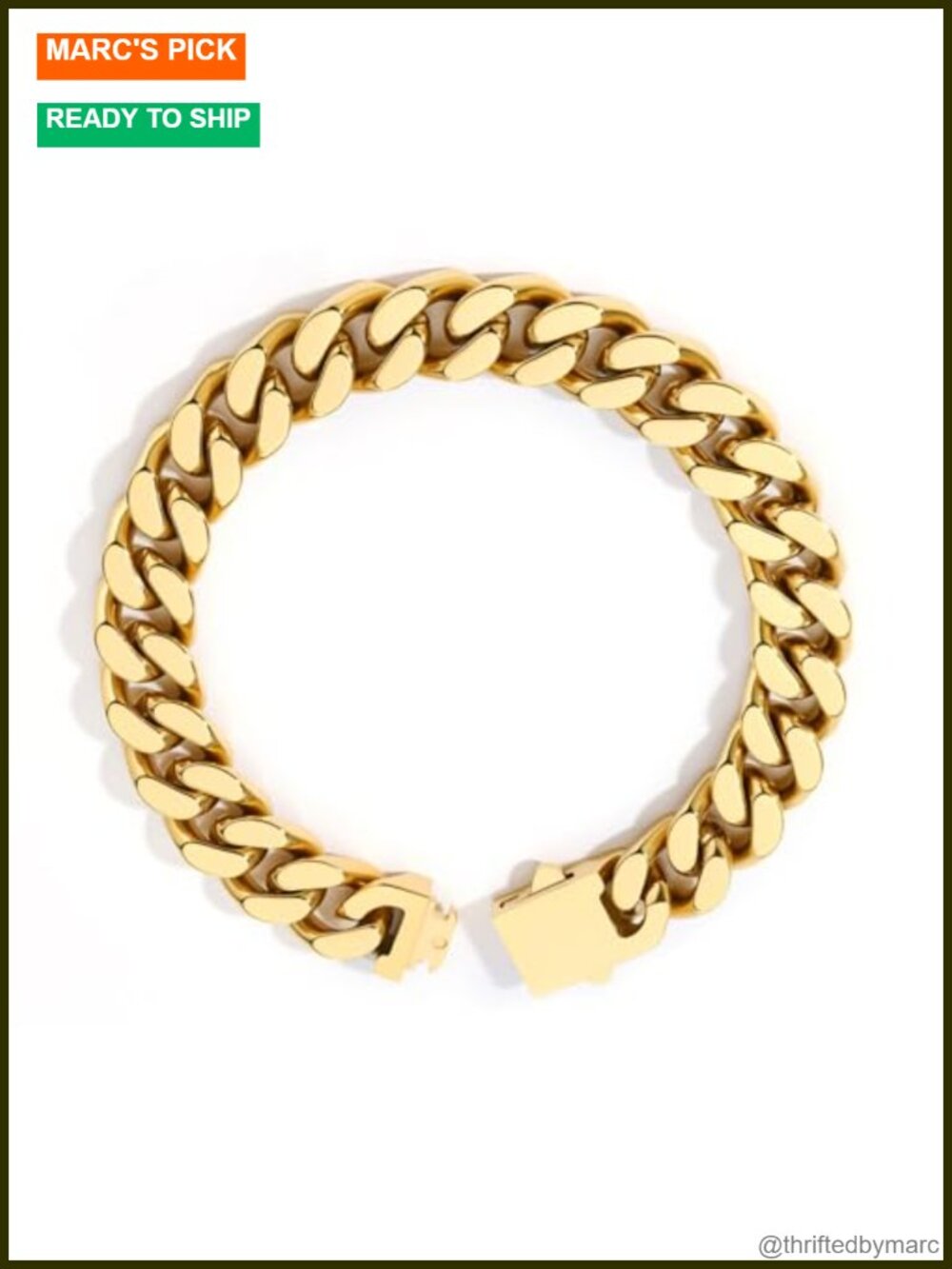 Miami Cuban Link Bracelet Men's 18K Gold Plated Stainless Steel